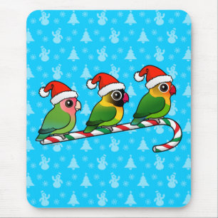Lovebird Candy Cane Mouse Pad
