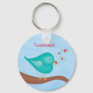 Lovebird catching a Lovebug Keychain