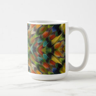 Lovebird feather kaleidoscope coffee mug