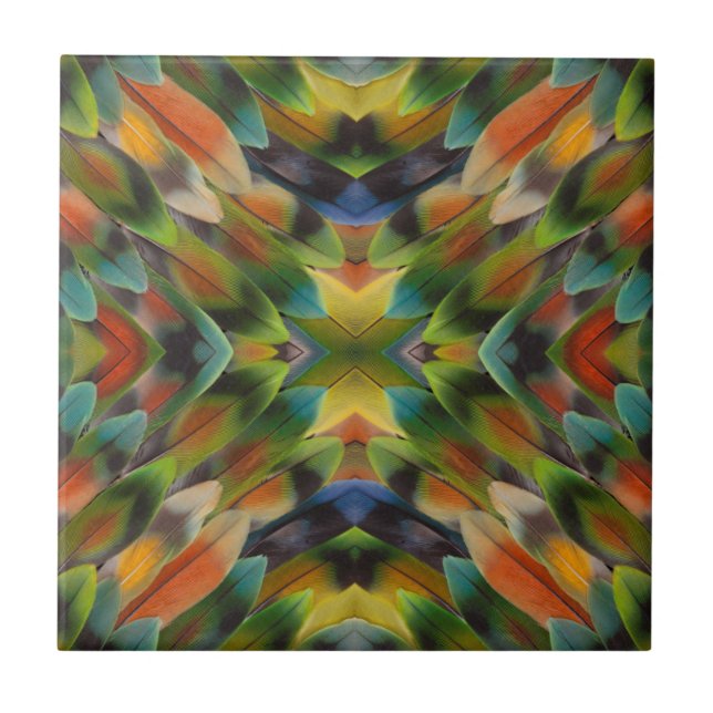 Lovebird feather kaleidoscope tile (Front)