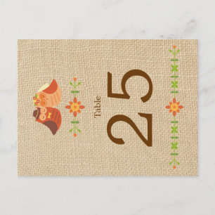 Lovebird Owls on Burlap Wedding Table Number Postcard