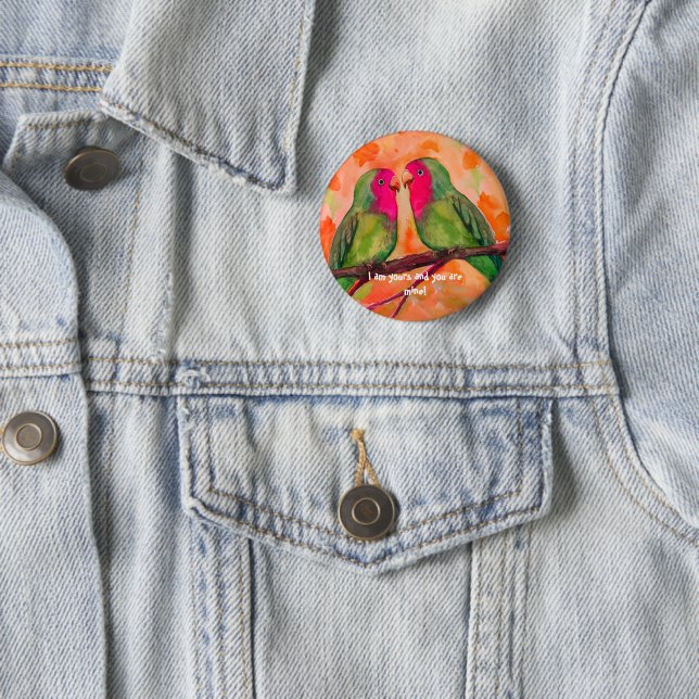 lovebirds 2 inch round button (In Situ)