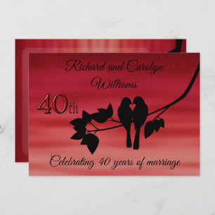 Lovebirds 40th Anniversary Celebration Invitation