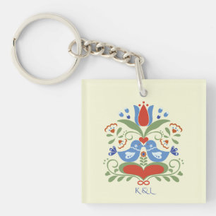 Lovebirds and Blossoms Keychain