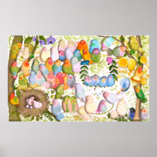 Lovebirds art Illustration by Gemma Orte Designs Poster