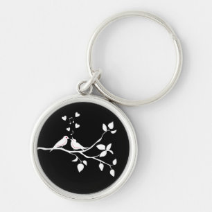 Lovebirds Black White Wedding Bridal Shower Love Keychain