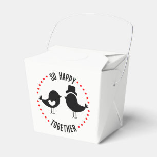 Lovebirds Black White Wedding Engagement Favor Box