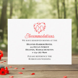  Lovebirds Boho Red Heart Wedding Accommodattions Enclosure Card