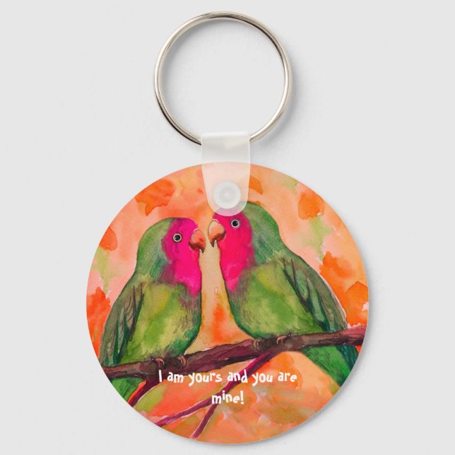 lovebirds button keychain (Front)