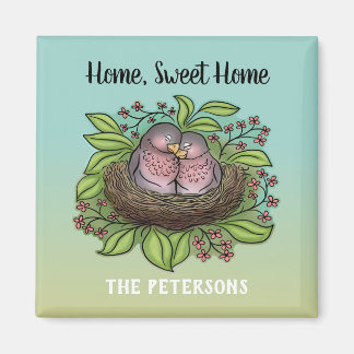 Lovebirds Couple in Nest Home Sweet Home   Magnet