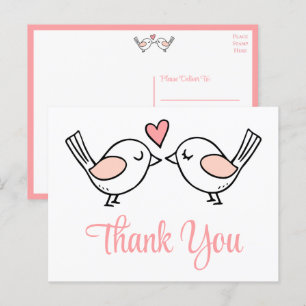 Lovebirds Cute Love Birds Pink Wedding Thank you Postcard
