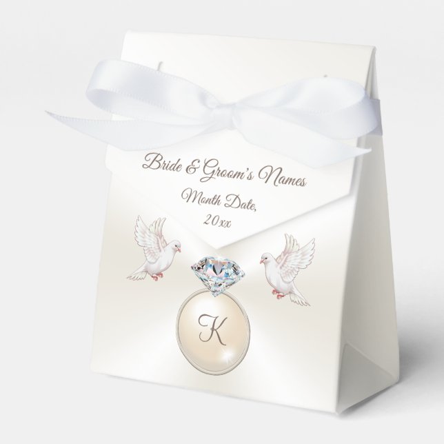 Lovebirds Diamond Personalised Wedding Favour Boxe Favor Box (Front Side)