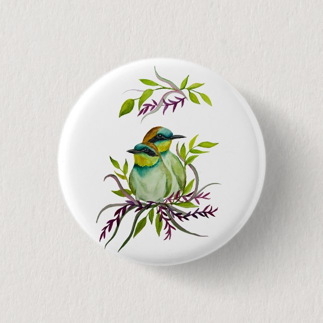 Lovebirds for Valentine's Day 1 Inch Round Button (Front)