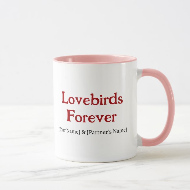 Lovebirds Forever Personalized Couple Coffee Mug (Droite)