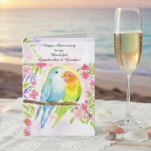 Lovebirds Grandmother & Grandpa Happy Anniversary  Card