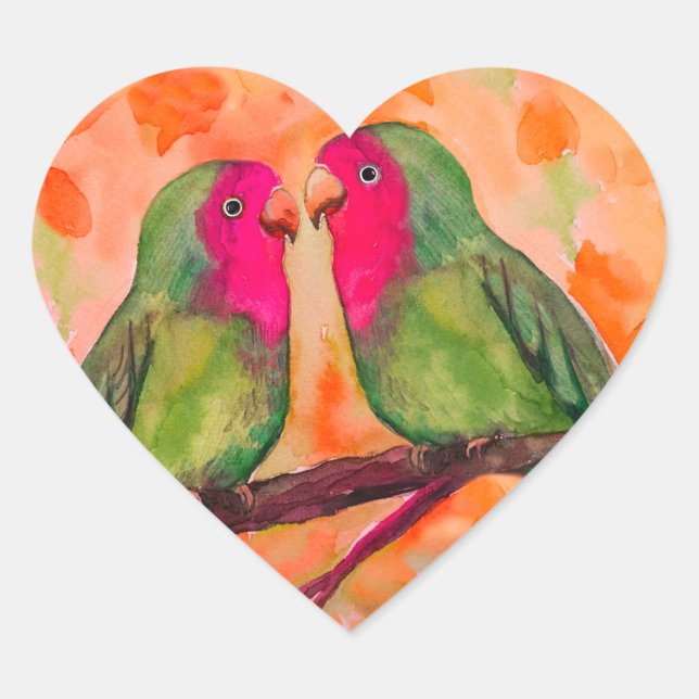 lovebirds heart sticker (Front)