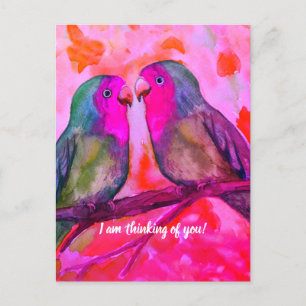 lovebirds I am thinking of you Postcard