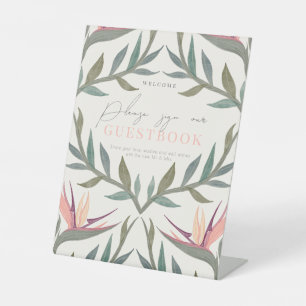 Lovebirds in Paradise Guestbook Pedestal Sign