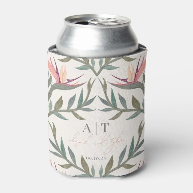 Lovebirds in Paradise Personalized Can Cooler (Can Front)