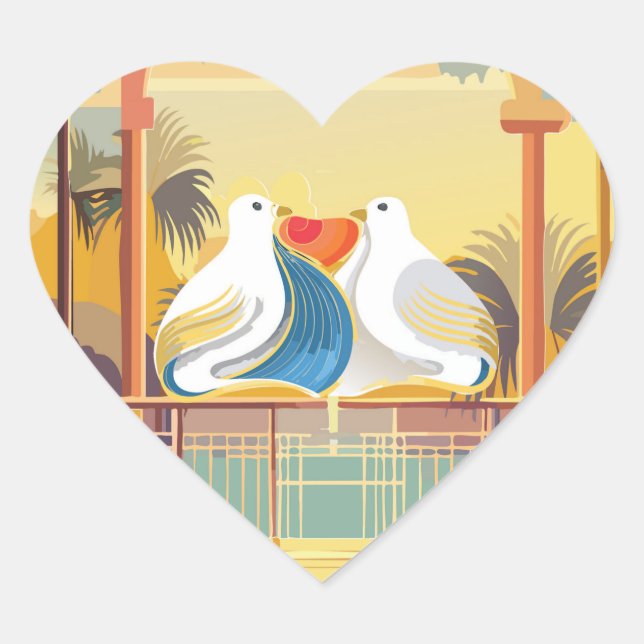 Lovebirds in Paradise sticker (Front)