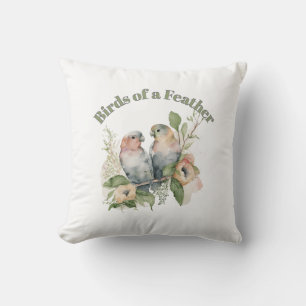 Lovebirds in Pastel Watercolors Throw Pillow