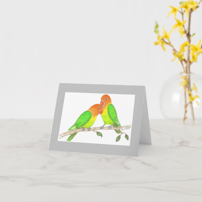 Lovebirds Inspirational Note Card (Yellow Flower)