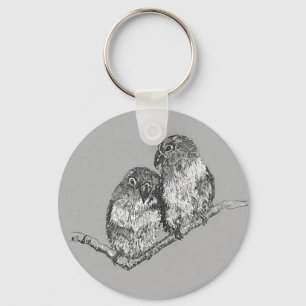 Lovebirds Key ring, Bird Art Keychain