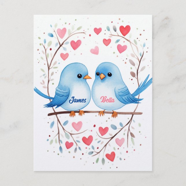 Lovebirds Love: Personalized Valentine's Day Card (Front)