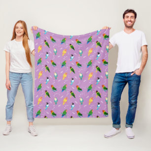 Lovebirds of Rainbow Colors Pattern Fleece Blanket