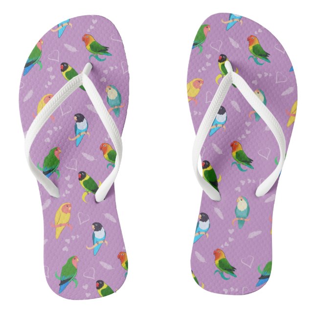 Lovebirds of Rainbow Colours Pattern Flip Flops (Footbed)