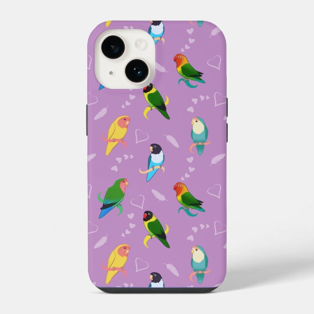 Lovebirds of Rainbow Colours Pattern iPhone Case (Back)
