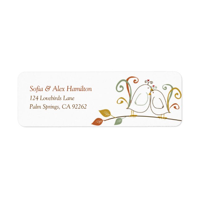 Lovebirds on Branches Return Address Labels (Front)