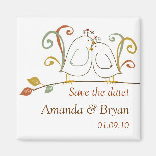 Lovebirds on Branches Save the Dates Magnet