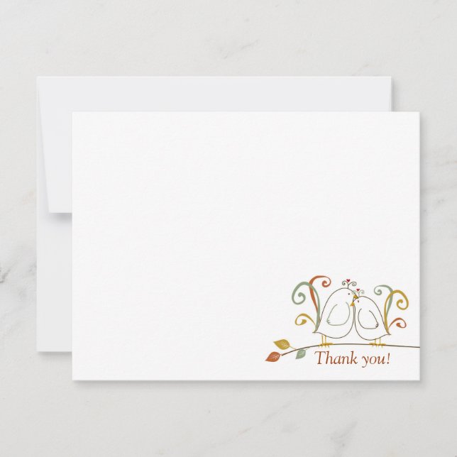 Lovebirds on Branches Thank You Notecards (Front)