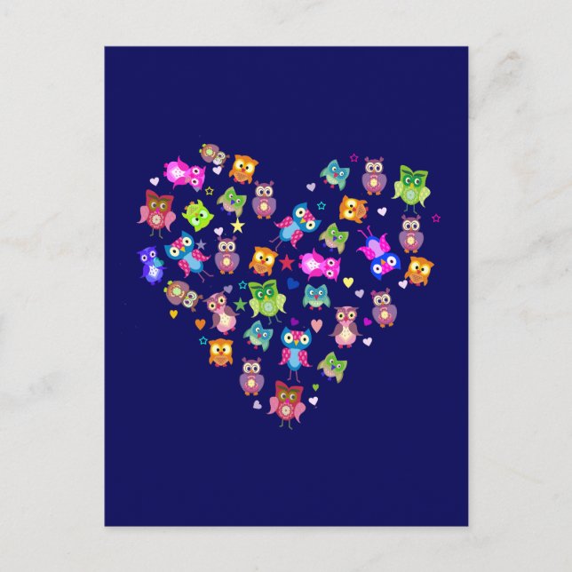 Lovebirds - owls postcard (Front)