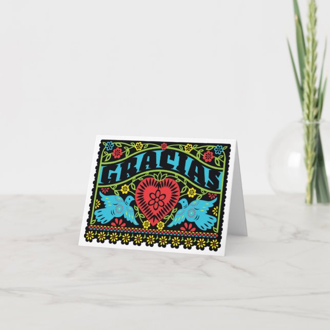 Lovebirds Papel Picado Note Card (Front)