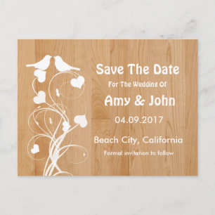 Lovebirds personalized wedding save the date announcement postcard