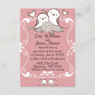Lovebirds Pink Wedding Invitation