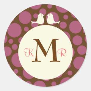 Lovebirds (Polka Dot) Sticker Favor de mariage / S