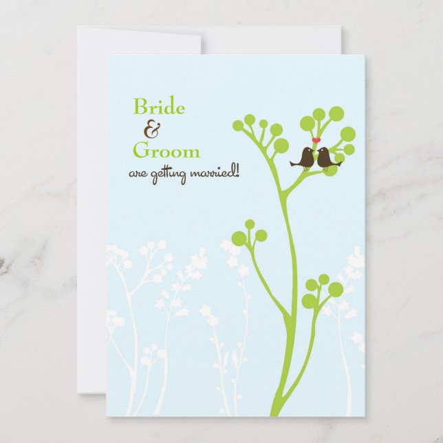 Lovebirds (Powder Blue) Invitation (Front)