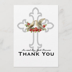 Lovebirds Red Roses Personalized Thank You Card