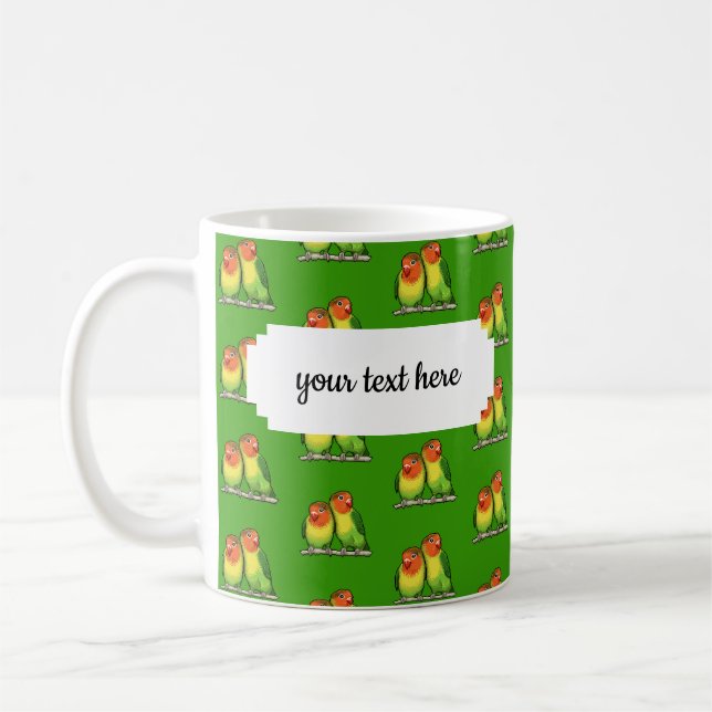 Lovebirds Romantic Valentines Pixel Art Pattern Coffee Mug (Left)