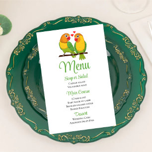 Lovebirds Summer Love Birds Green Wedding Menu