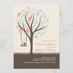 Lovebirds Sur Une Invitation Pastel Swing