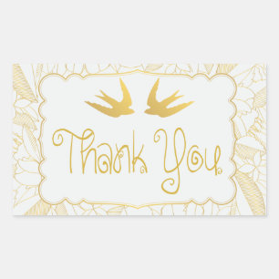 Lovebirds Thank You Gold White Wedding Love Doves Sticker