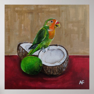 Lovebird's Tropical Fiesta Painting by Alfred Fox Poster