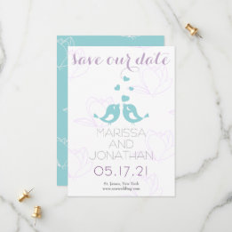Lovebirds turquoise/violet Enregistrer la carte Da