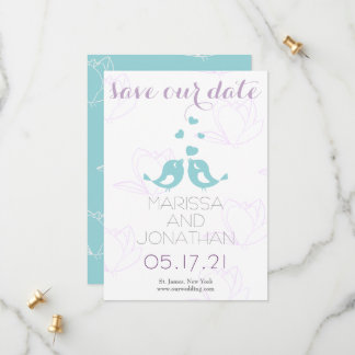 Lovebirds turquoise/violet Enregistrer la carte Da