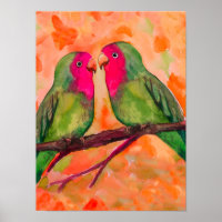 lovebirds, watercolor