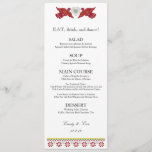 Lovebirds Wedding Banners Menu Card<br><div class="desc">Mexican cut paper style wedding menu card. I can customize the colours for you.

To more easily edit the text and to change font style,  sizes or colours,  please click the "customize it" button.

This menu card is part of my Lovebirds wedding collection.</div>